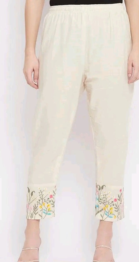 Cotton Pants with Embroidery