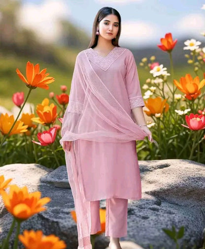 Kashish Pink Kurti Set with Dupatta