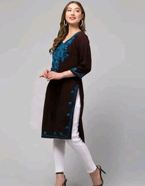 Kashmiri Embroidery Woollen Kurti