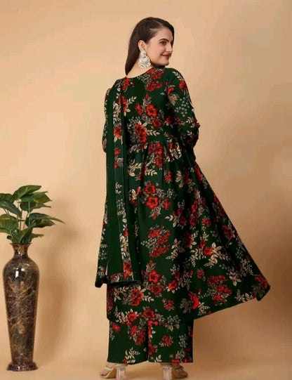 Green floral Aline Sharara Set