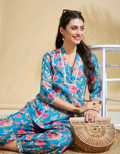 Floral Kurti with Afghani Pants