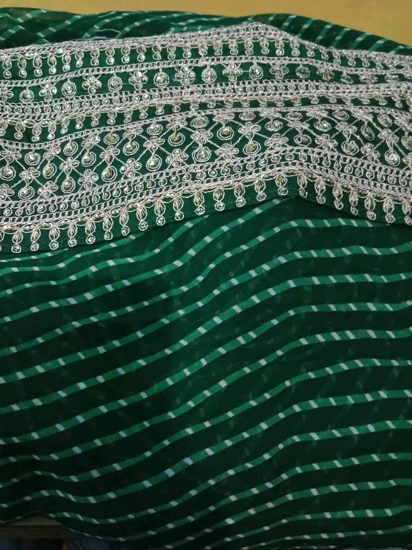 Roohaniyat Zardozi Border Leheriya Saree