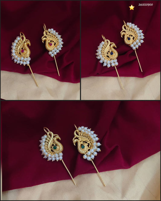 Peacock Earcuffs with Pearls