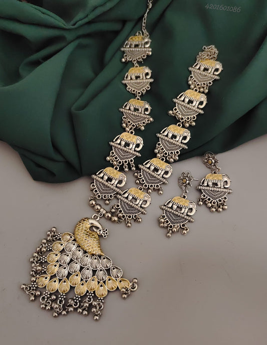 Royal Peacock Necklace with Earrings