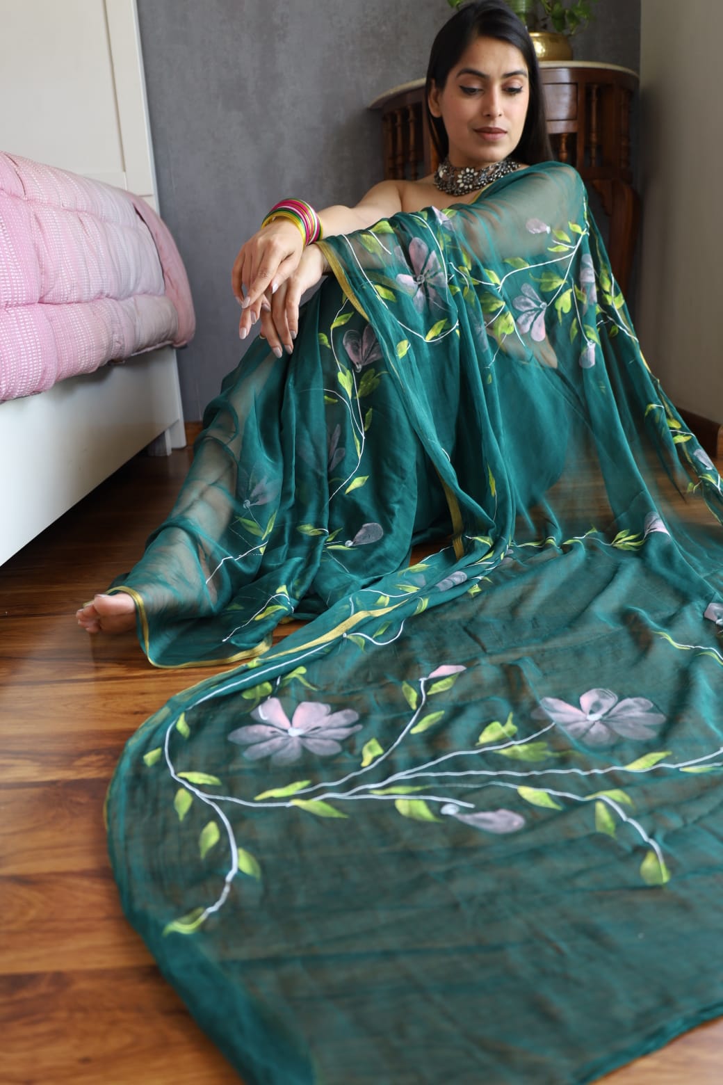 Phulwari Hand Painted Saree