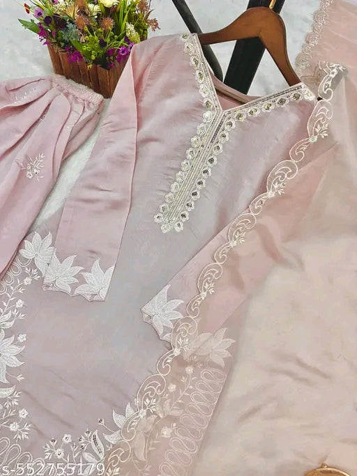 Nkshatra Pink Kurti  Punjabi Salwar With Embroidery and Dupatta