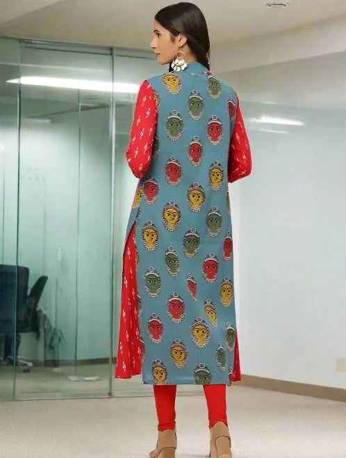 Trendy Kalamkari Tribal Print Kurti with Jacket